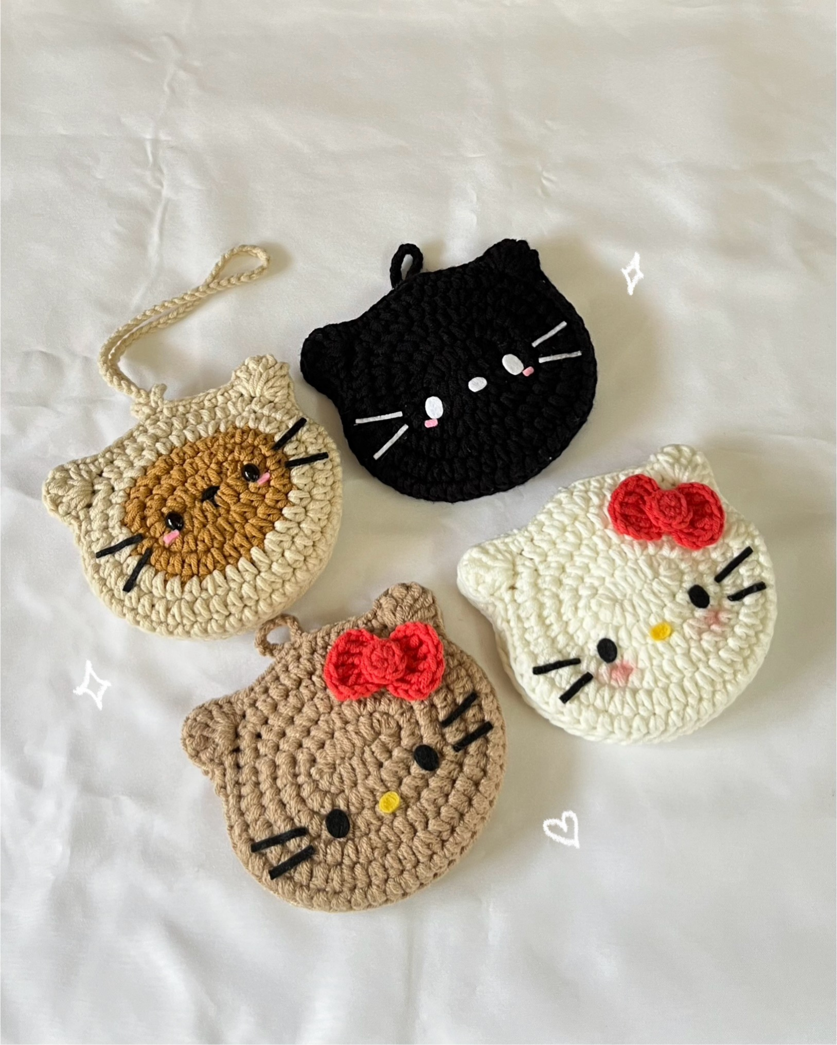 crochet kitten pouches