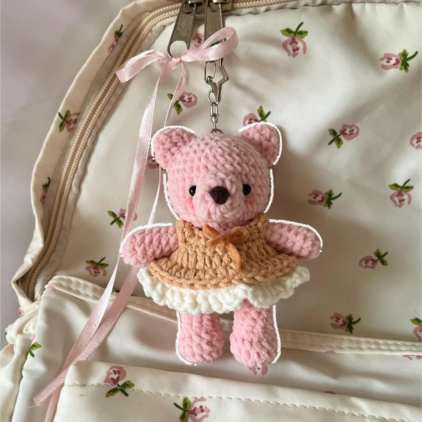 How to Crochet the Cutest Coquette Bear Keychain: A Free Pattern ...