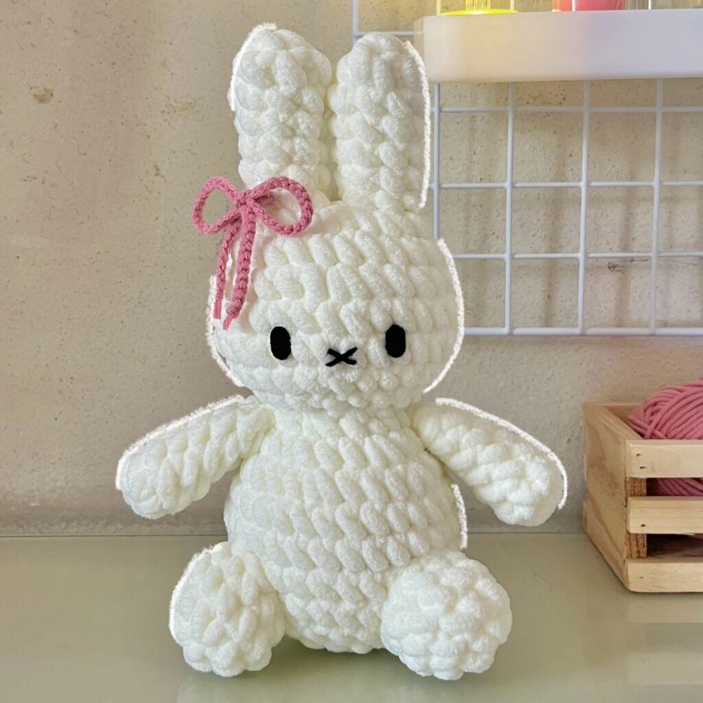 crochet white bunny, perfect as a cuddly plushie