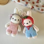 Crochet Miffy wearing cute overalls and headphones