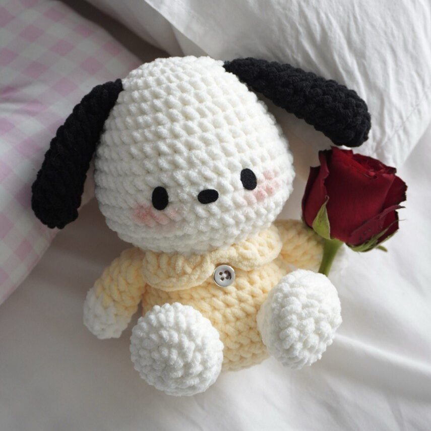 how to crochet Pochacco step by step